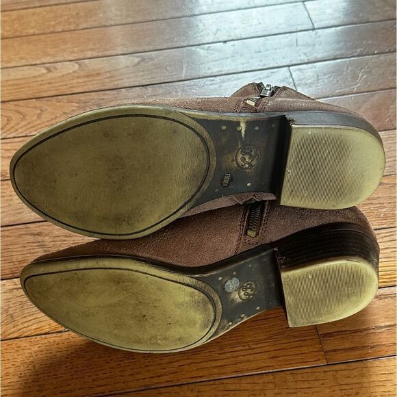 Lucky Brand Basel Suede Flat Bootie in light brown - Picture 11 of 15